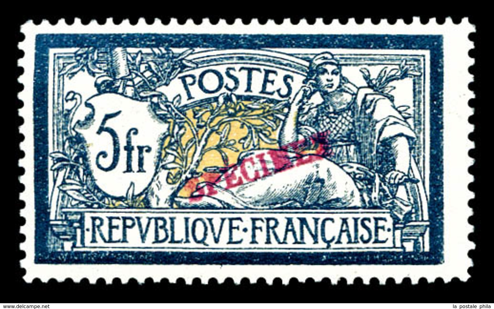 ** N°123, 5F Bleu Et Chamois Surchargé 'SPECIMEN' En Rouge, R.R.R (certificat)   Qualité: ** - 1900-02 Mouchon