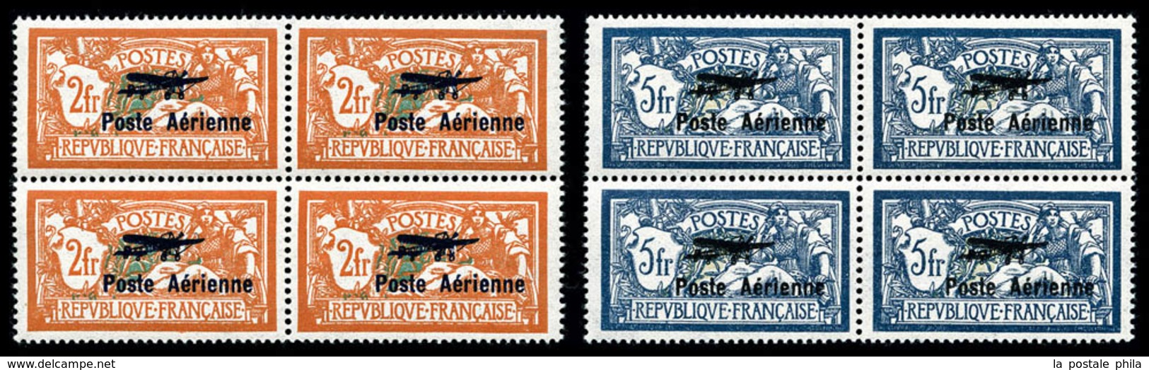 ** N°1/2, Paire Merson Surchargés En Bloc De Quatre, TRES BON CENTRAGE, FRAÎCHEUR POSTALE, SUPERBE Et R.R.R. (certificat - 1927-1959 Ungebraucht