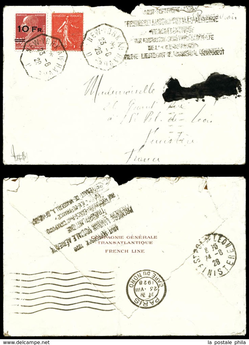 O N°3, Berthelot Surchargé à Bord Du Paquebot 'ILE DE FRANCE' 10F Sur 90c Rouge (+N°199) Sur Lettre Avec Griffe 'Premièr - 1927-1959 Ungebraucht