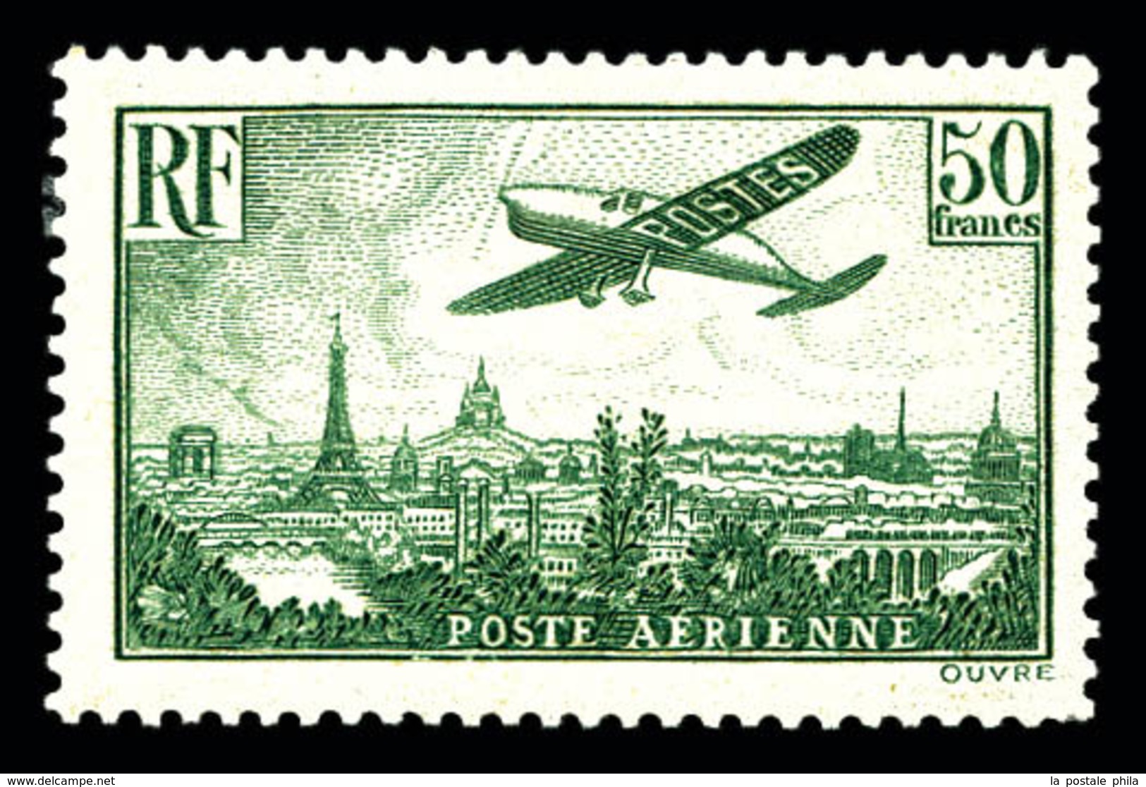 * N°14b, 50F Vert-foncé, Une Dent D'angle Arrondie Sinon TB  Qualité: *  Cote: 1400 Euros - 1927-1959 Ungebraucht