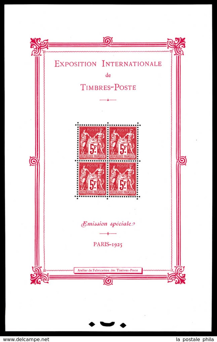 ** N°1, Exposition Philatélique De Paris 1925, FRAICHEUR POSTALE, SUPERBE. R. (certificat)  Qualité: **  Cote: 5500 Euro - Ungebraucht