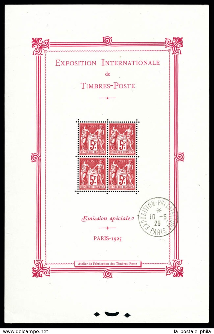 O N°1, Exposition Philatélique De Paris 1925, Petit Defaut De Papier Mais Les Timbres **, TB (certificat)  Qualité: O  C - Ungebraucht