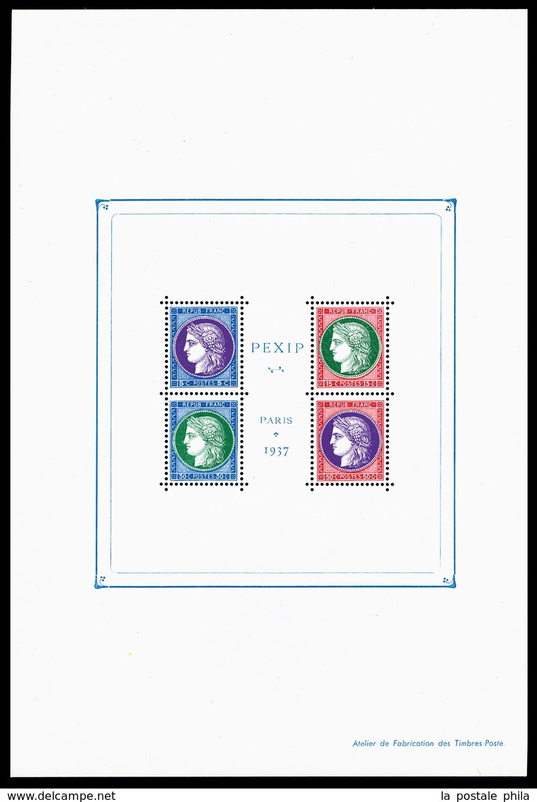 ** N°3, Non Emis: Exposition Philatélique De 1937, Bloc Composé De 4 Timbres Dentelés Avec Couleurs Différentes, FRAÎCHE - Ungebraucht