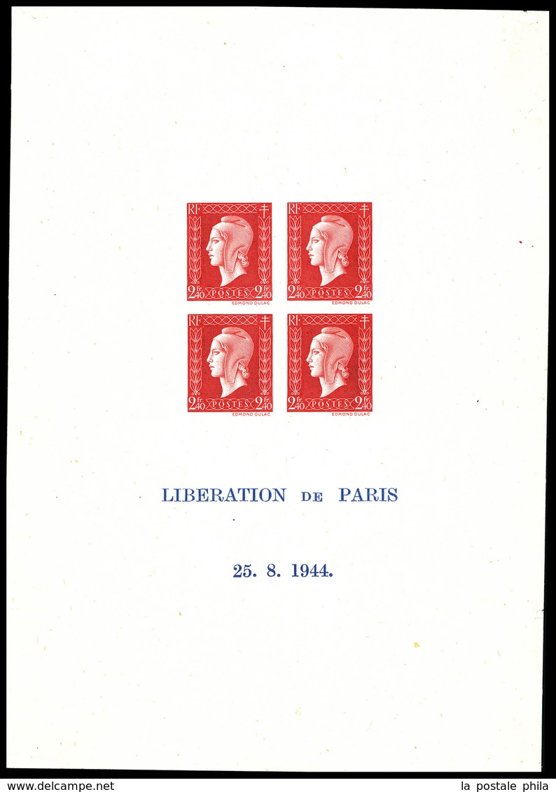 (*) N°4a, Bloc Feuillet De La Liberation De Paris: Dulac, Inscription Sur 2 Lignes Seulement Et Sans Encadrement Bleu, D - Ungebraucht