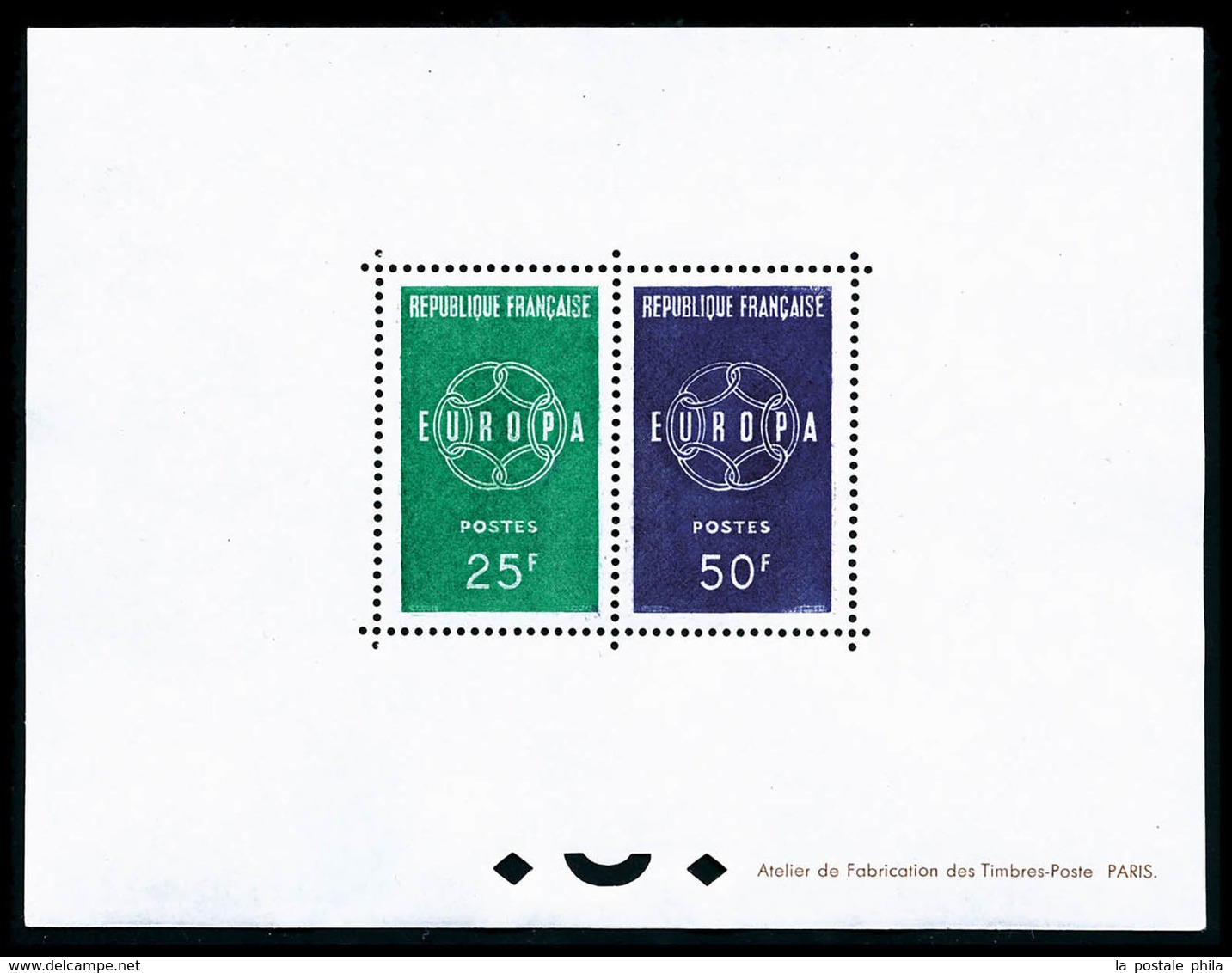 ** N°1218/19, Paire Europa De 1959 (tirage 20 Exemplaires), Rare Et SUP (certificat)  Qualité: ** - Ungebraucht