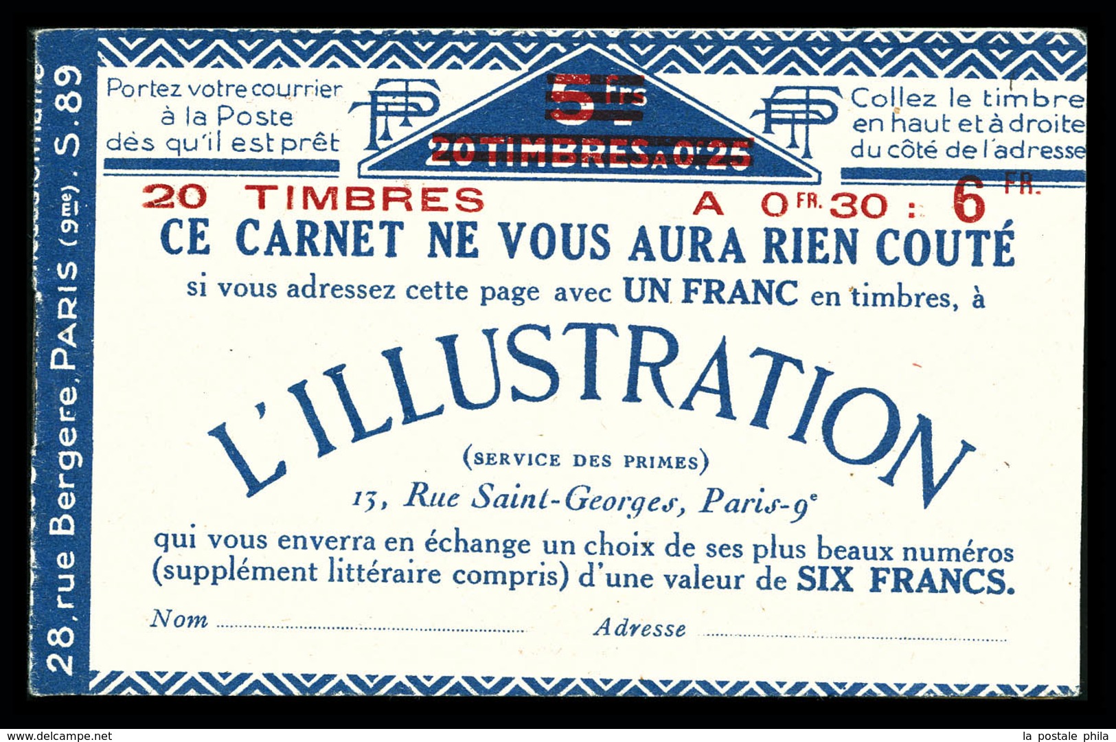 ** N°191-C1, Série 89-B, L'ILLUSTRATION Et AIGLE. TTB  Qualité: ** - Autres & Non Classés