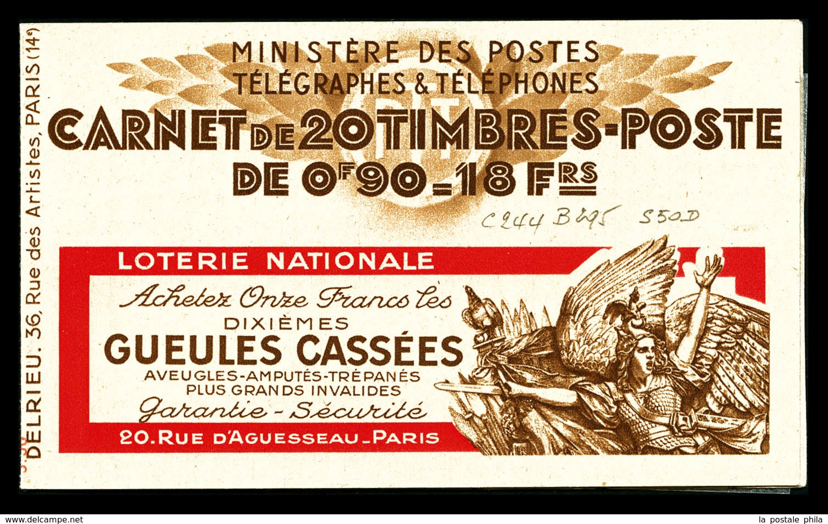 ** N°368-C2, Série 50, GUEULES CASSEES Et EU, Daté Du 27.1.39. TTB  Qualité: ** - Autres & Non Classés