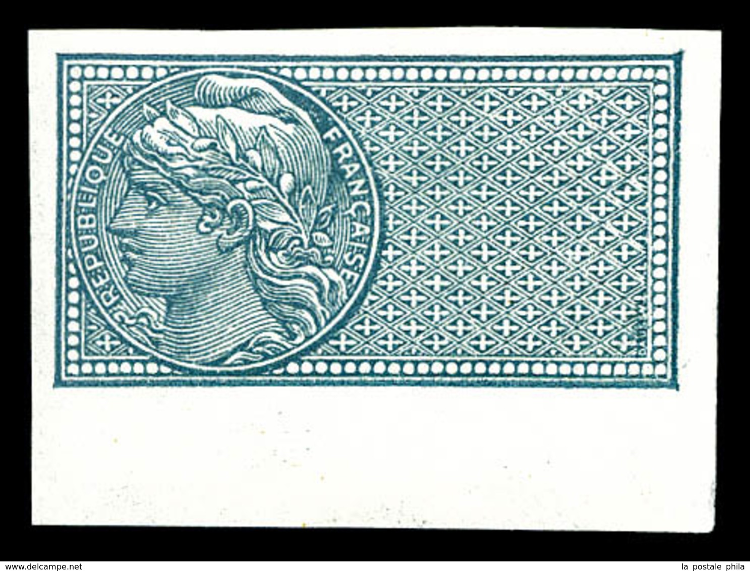 ** N°33, Bleu-vert Sans Légende, NON DENTELÉ Bas De Feuille, SUPERBE (certificat)   Qualité: ** - Mint/Hinged