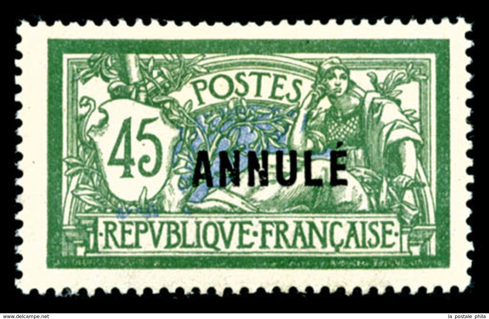 * N°143-CI 1, 45c Vert Et Bleu Surchargé 'ANNULE', TTB (signé Calves/certificat)  Qualité: *  Cote: 1050 Euros - Lehrkurse