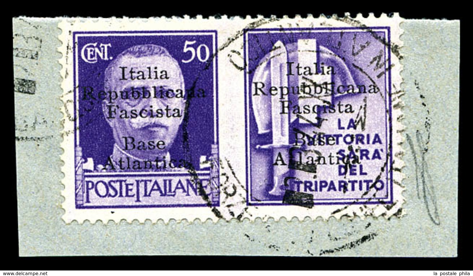 O N°11D, (N° Maury), Timbre De Propagande 50c Violet Avec Vignette 'Milice' Sur Son Support. SUPERBE. R.R.R (signé Schel - Kriegsmarken