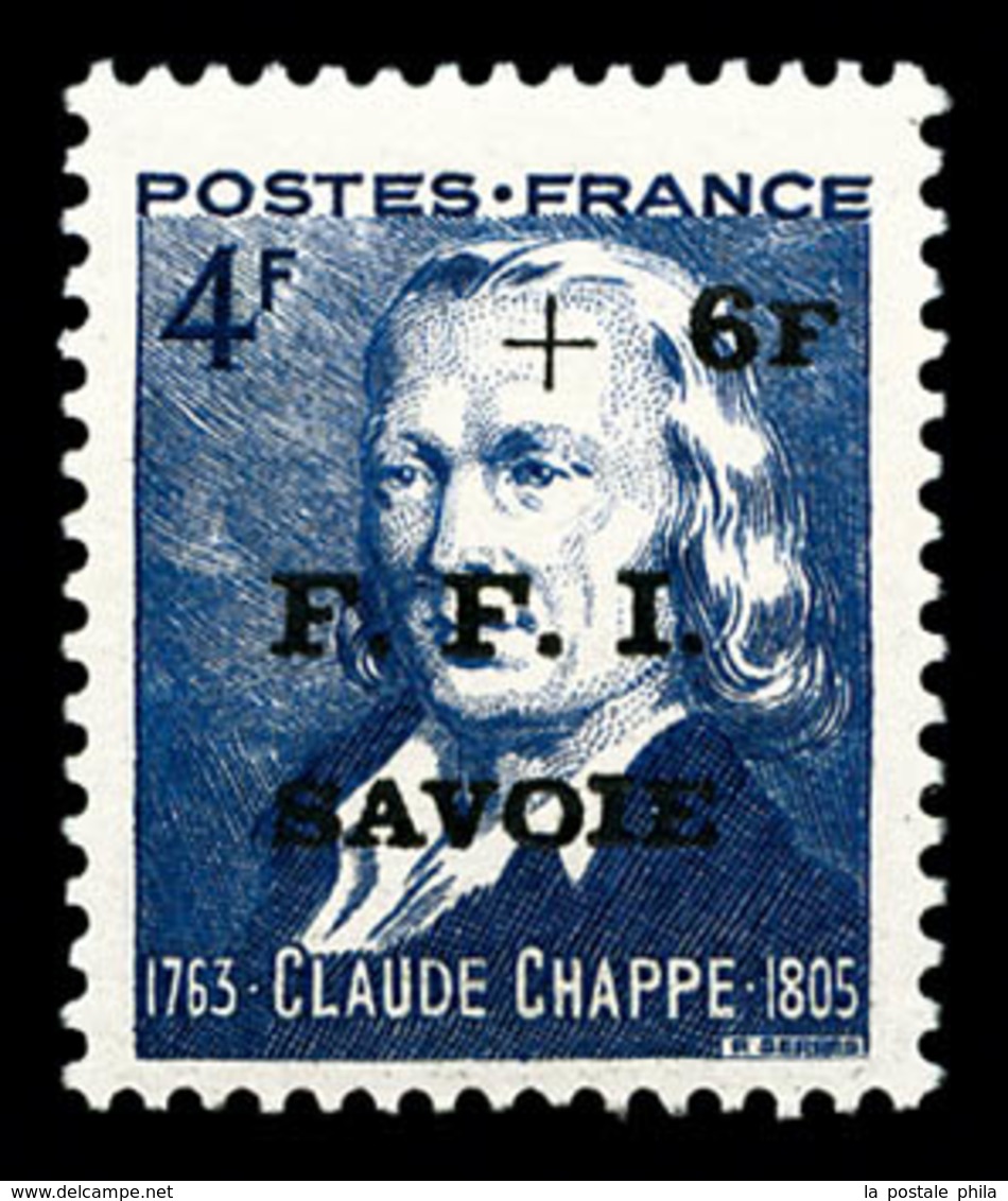 ** N°14C, CHAMBERY (Savoie): +6F Sur 4F Bleu, Claude Chappe, SUP (signé Scheller/certificat)  Qualité: **  Cote: 1380 Eu - Befreiung