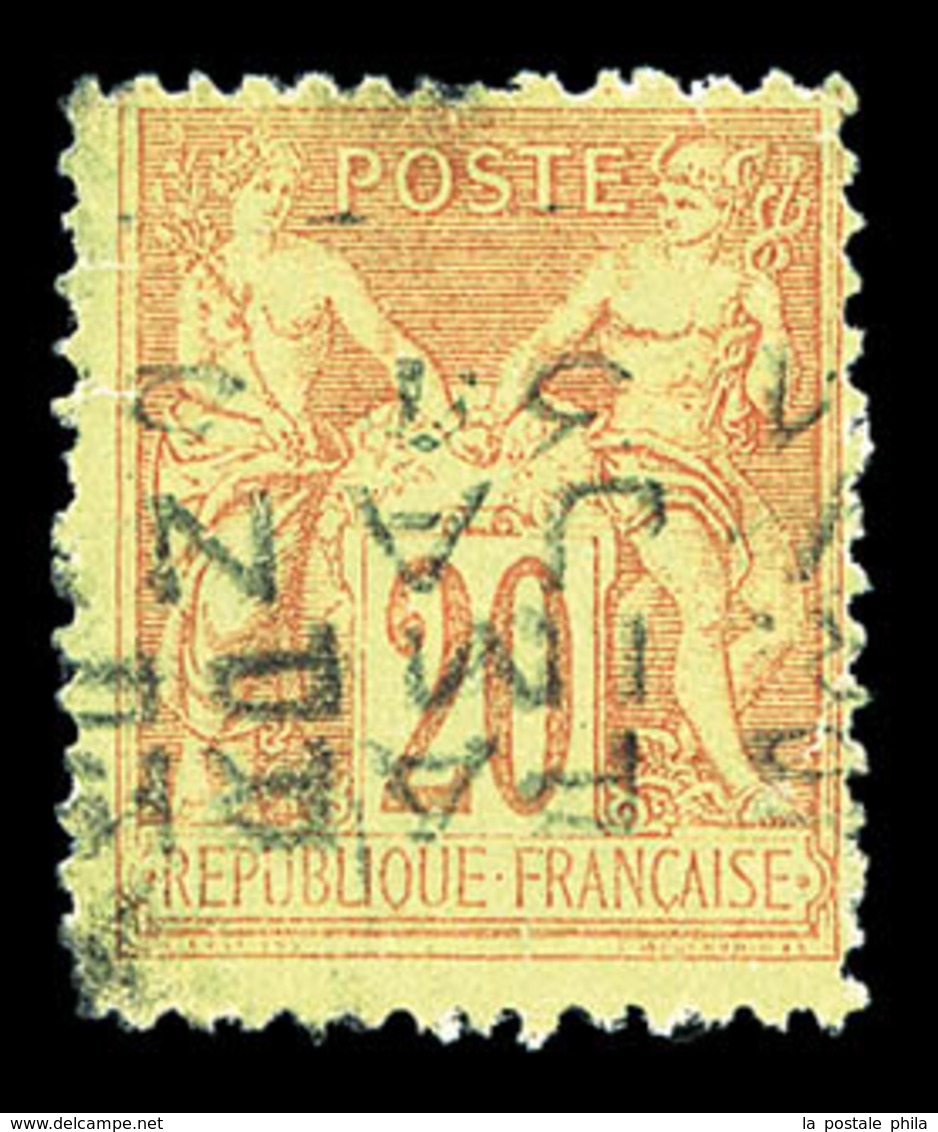 (*) N°6, 20c Brique Sur Vert Surchargé 4 Lignes HORIZONTALEMENT De Janvier, Jolie Pièce, RARE (certificat)  Qualité: (*) - 1893-1947