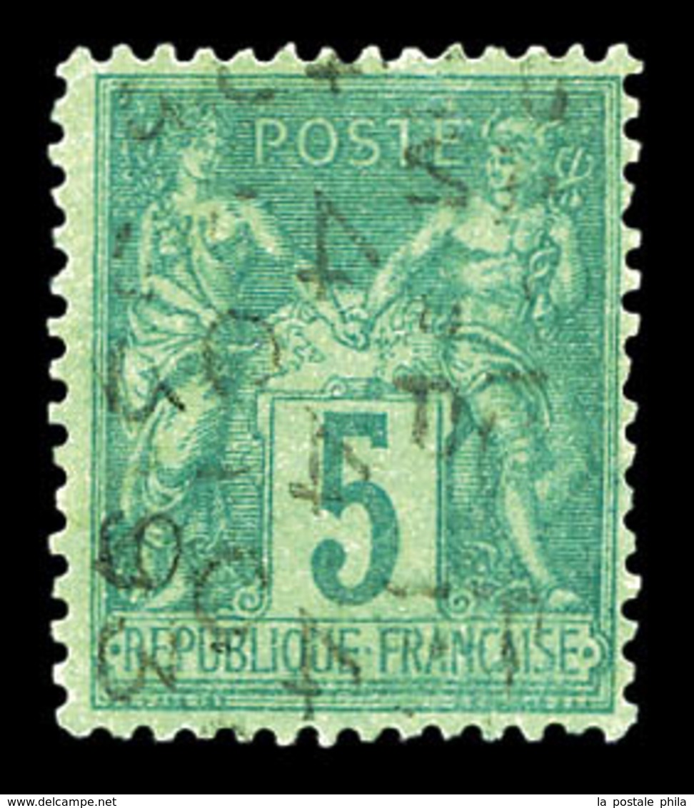 (*) N°15, 5c Vert Surchargé Verticalement 5 Lignes Du 4 Oct 1893, Très Beau (signé Calves/certificat)  Qualité: (*)  Cot - 1893-1947