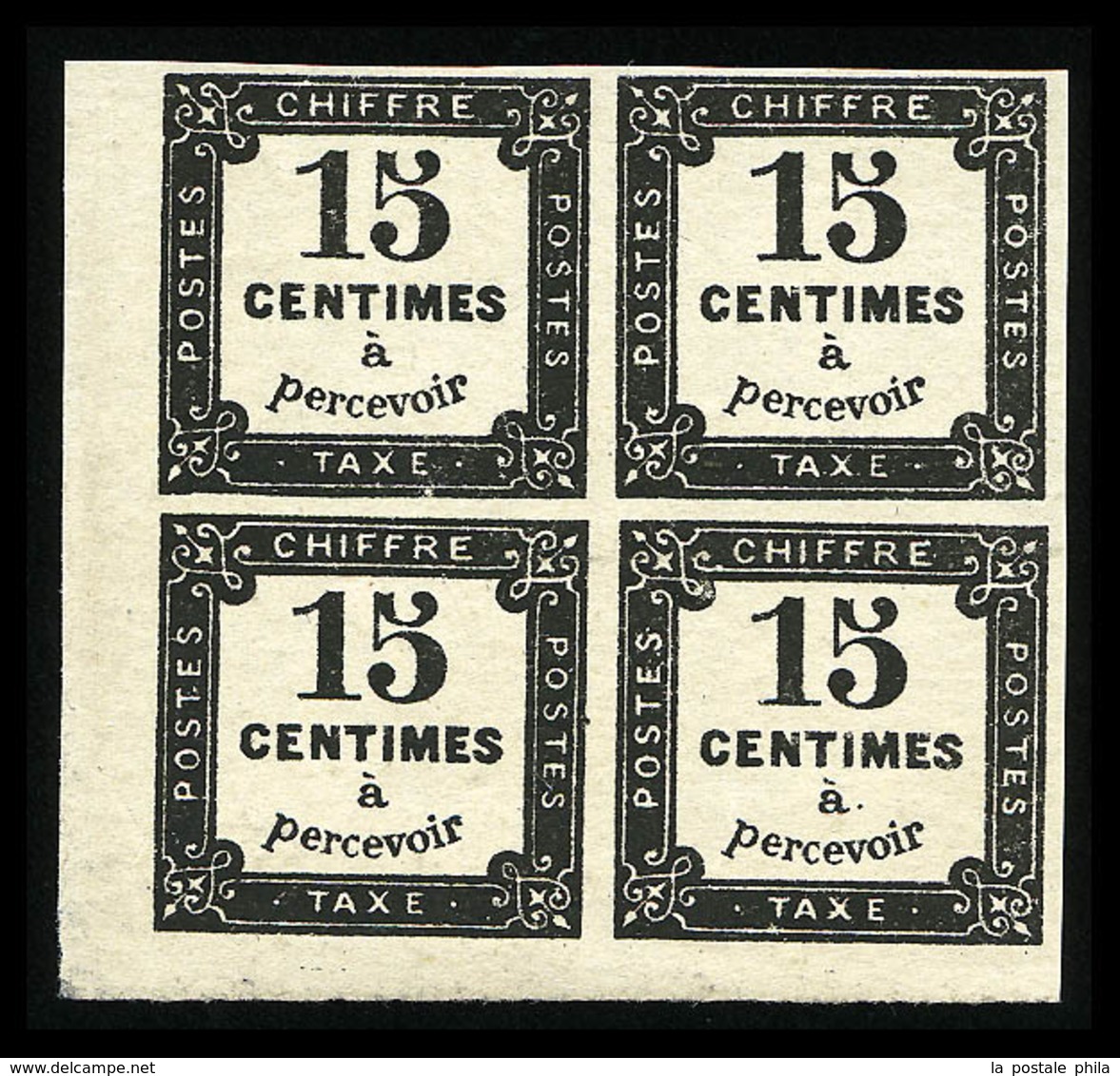 ** N°4, 15c Noir Lithographié Type II En Bloc De Quatre Petit Coin De Feuille, SUP (signé/certificat)  Qualité: ** - 1859-1959.. Ungebraucht