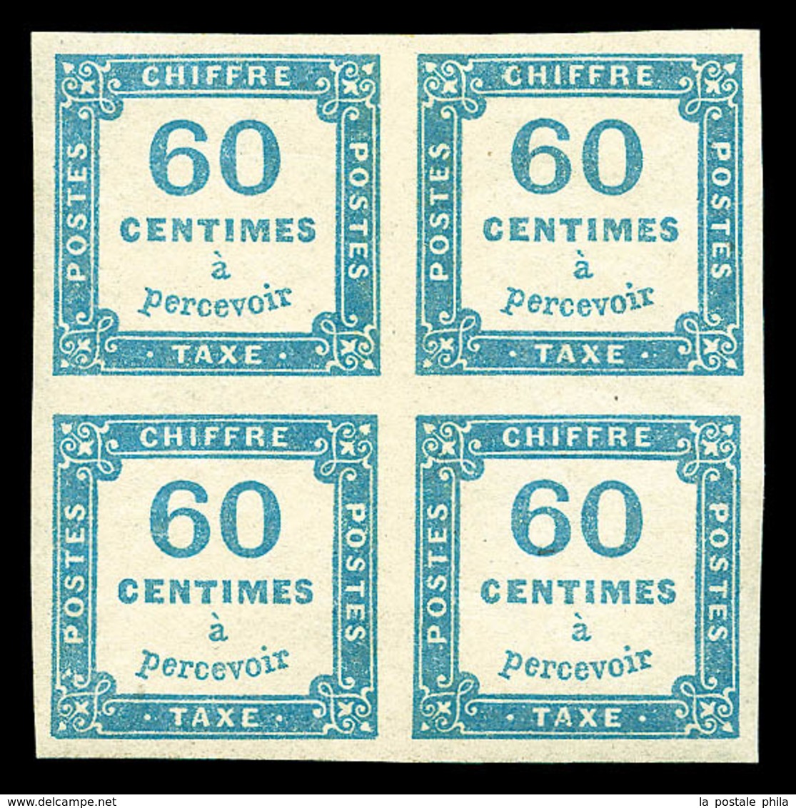 ** N°9, 60c Bleu En Bloc De Quatre, FRAÎCHEUR POSTALE, TTB (certificat)  Qualité: ** - 1859-1959.. Ungebraucht