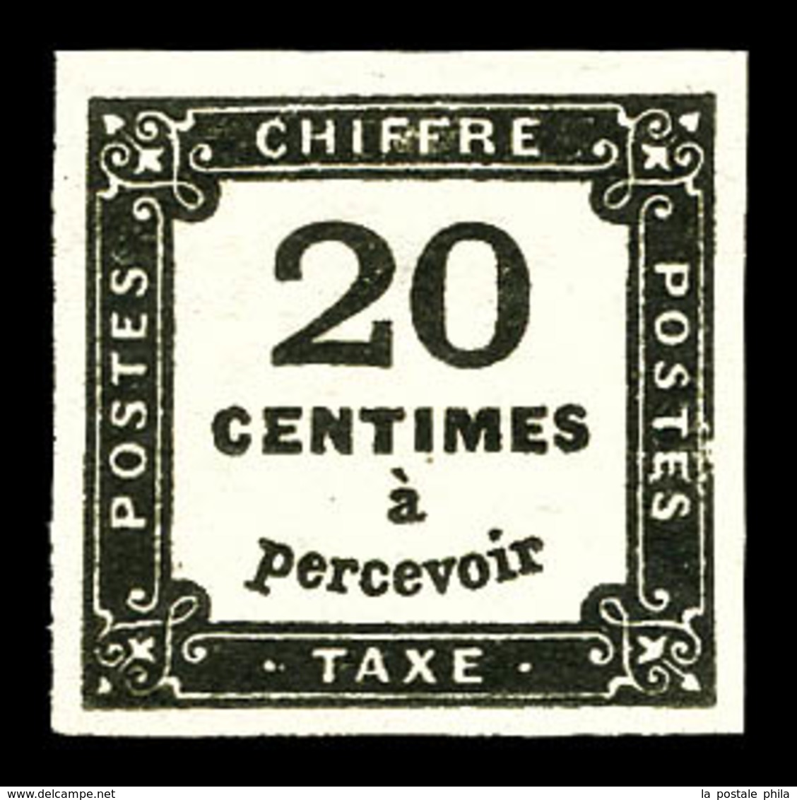 ** N°9A, Non émis, 20c Noir, Quatre Belles Marges, Fraîcheur Postale. TRES RARE. SUPERBE (certificats)  Qualité: ** - 1859-1959.. Ungebraucht