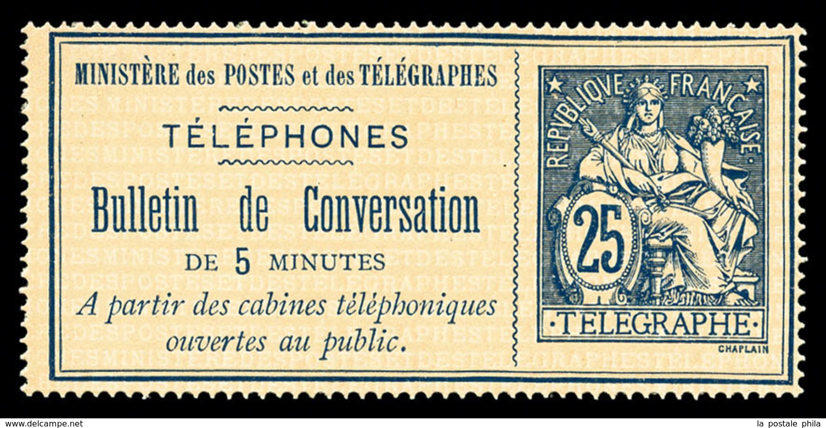 (*) N°3, 25c Bleu Sur Chamois, TTB  Qualité: (*)  Cote: 300 Euros - Telegraphie Und Telefon