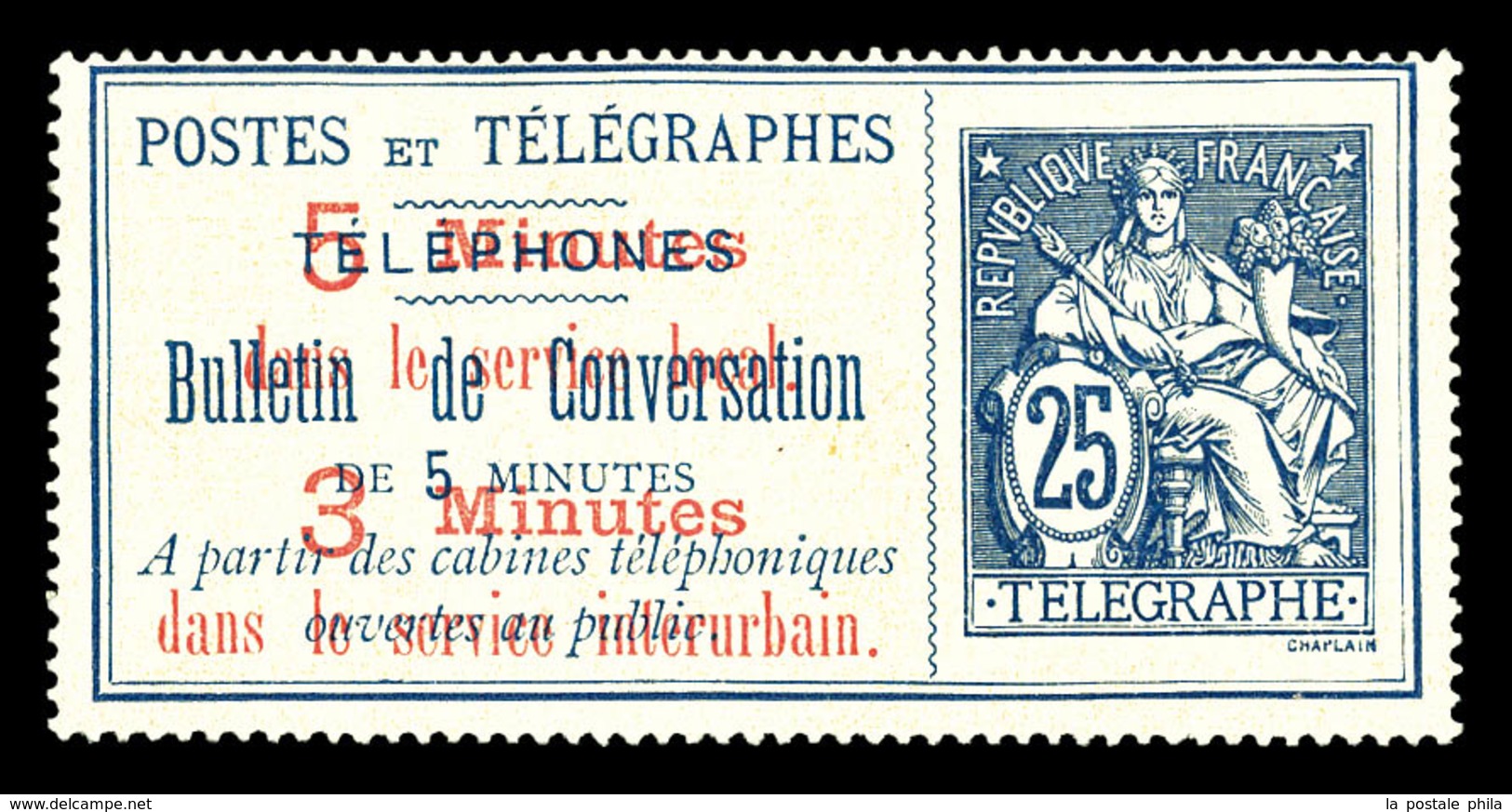 (*) N°13, 25c Bleu Sur Chamois, TTB (certificat)  Qualité: (*)  Cote: 600 Euros - Telegraphie Und Telefon