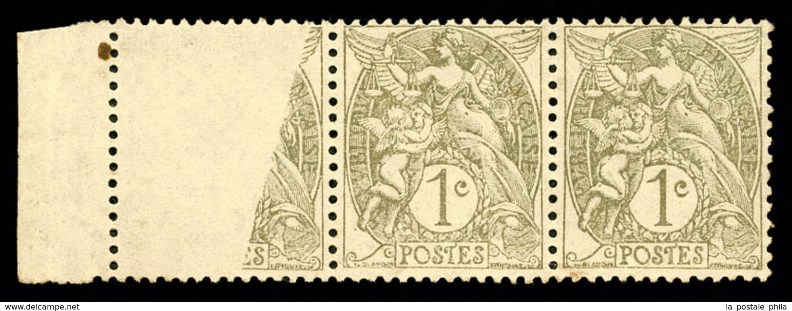 (*) N°107, 1c Blanc, Impression Incomplète Tenant à 2 Normaux Bdf. TTB  Qualité: (*) - Unused Stamps