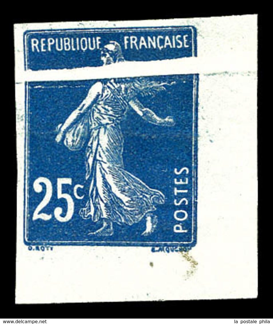 (*) N°140, 25c Semeuse Non Dentelé, Pli Accordéon Horizontal, Cdf. TTB  Qualité: (*) - Unused Stamps