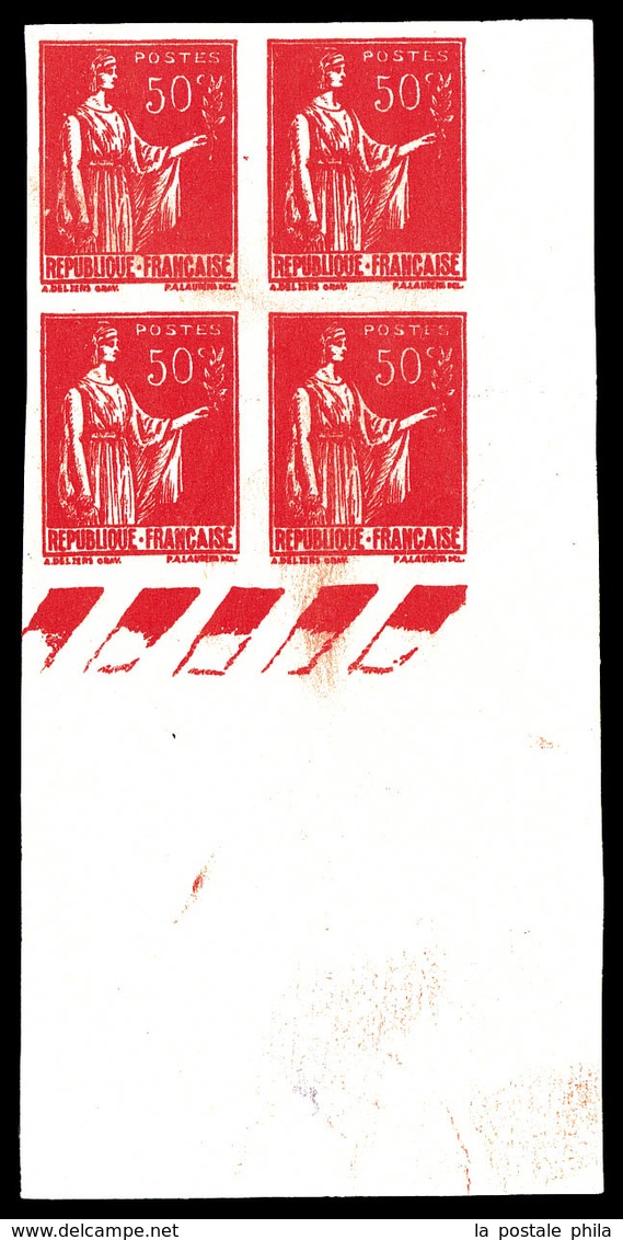 ** N°283, 50c Paix, Faux De Samoreau En Bloc De 4 Cdf. TTB  Qualité: **  Cote: 380 Euros - Unused Stamps