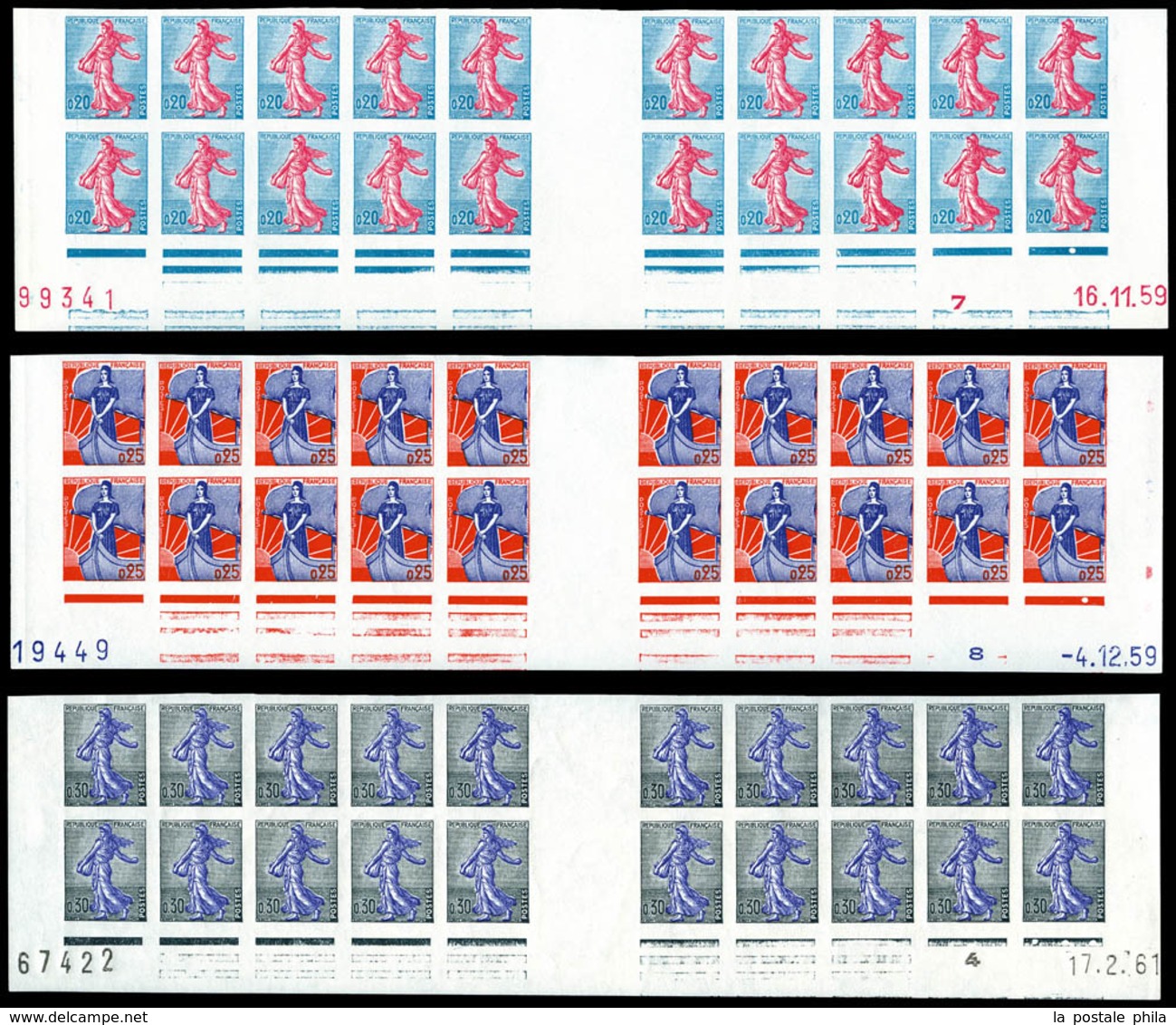 ** N°1230/34A, Série Complète, Les 7 Valeurs En Blocs De 20 Exemplaires Bas De Feuille Datés. TTB (certificat)  Qualité: - Ohne Zuordnung