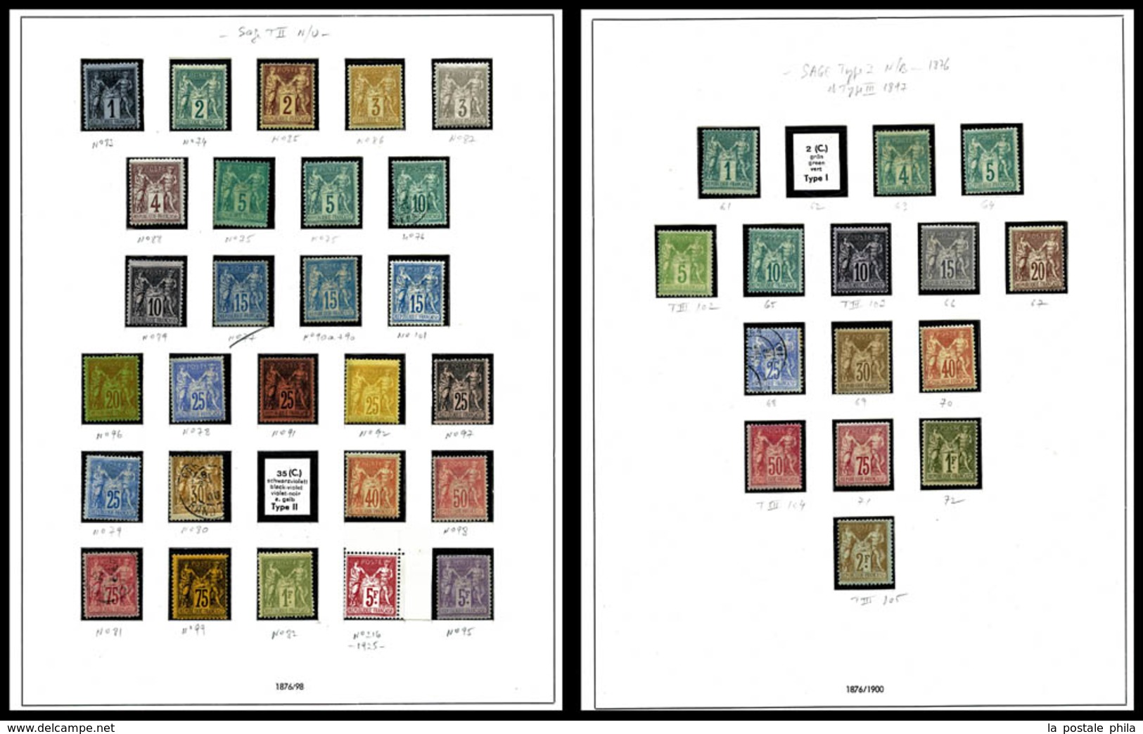 N 1876/1900, Type Sage, Collection Composée De 42 Exemplaires Essentiellement Neufs, Belle Qualité Générale, à étudier.  - Sammlungen