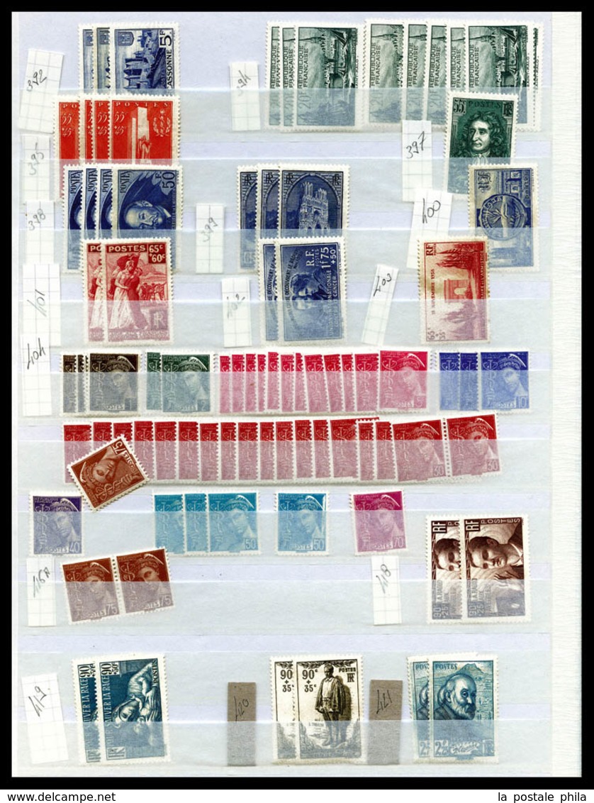 ** 1900/1970, Poste, PA: Stock De Timbres Neufs Equilibré, De Bonnes Valeurs Dont N°394, 398, Séries Grands Hommes... TB - Collections