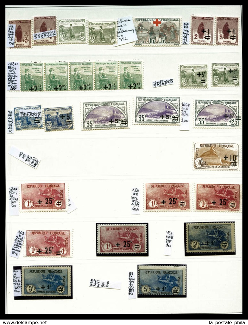 N Ensemble De Nombreuses Variétés Neuves*/** Comprises Entre 1917 Et 1939 Dont Piquages, Surcharges Deplacées/à Cheval,  - Collections