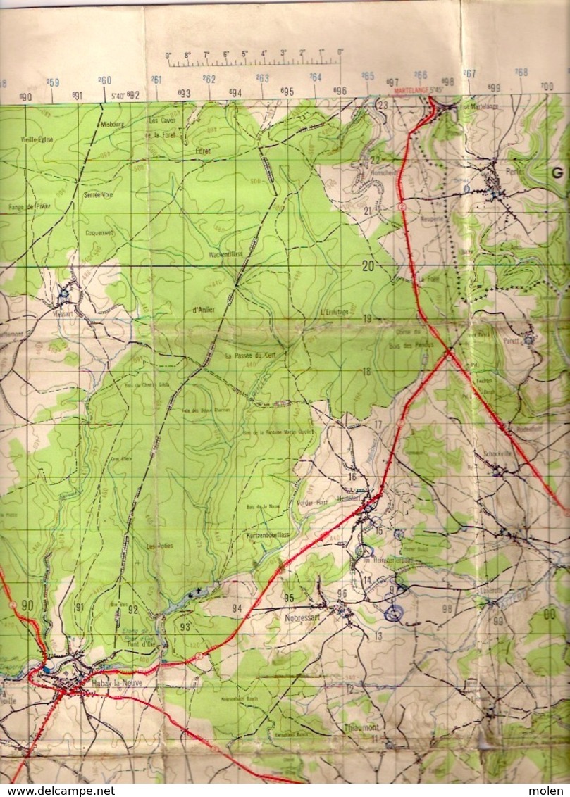 CARTE D’ETAT-MAJOR ARLON Mesure 1923-52 HABAY VANCE HACHY ETALLE ROSSIGNOL RULLES TINTIGNY BELLEFONTAINE ANLIER S465 - Arlon