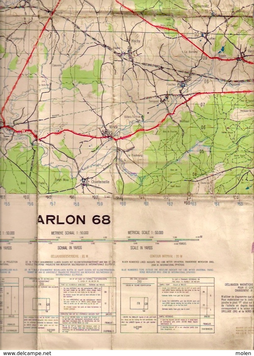 CARTE D’ETAT-MAJOR ARLON Mesure 1923-52 HABAY VANCE HACHY ETALLE ROSSIGNOL RULLES TINTIGNY BELLEFONTAINE ANLIER S465