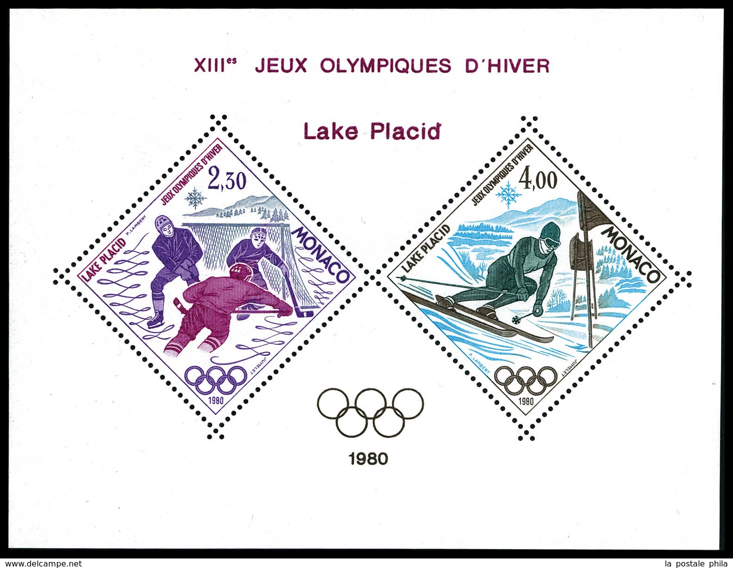 ** N°12, J.O Lake Placid, TB  Qualité: **  Cote: 385 Euros - Blocks & Kleinbögen