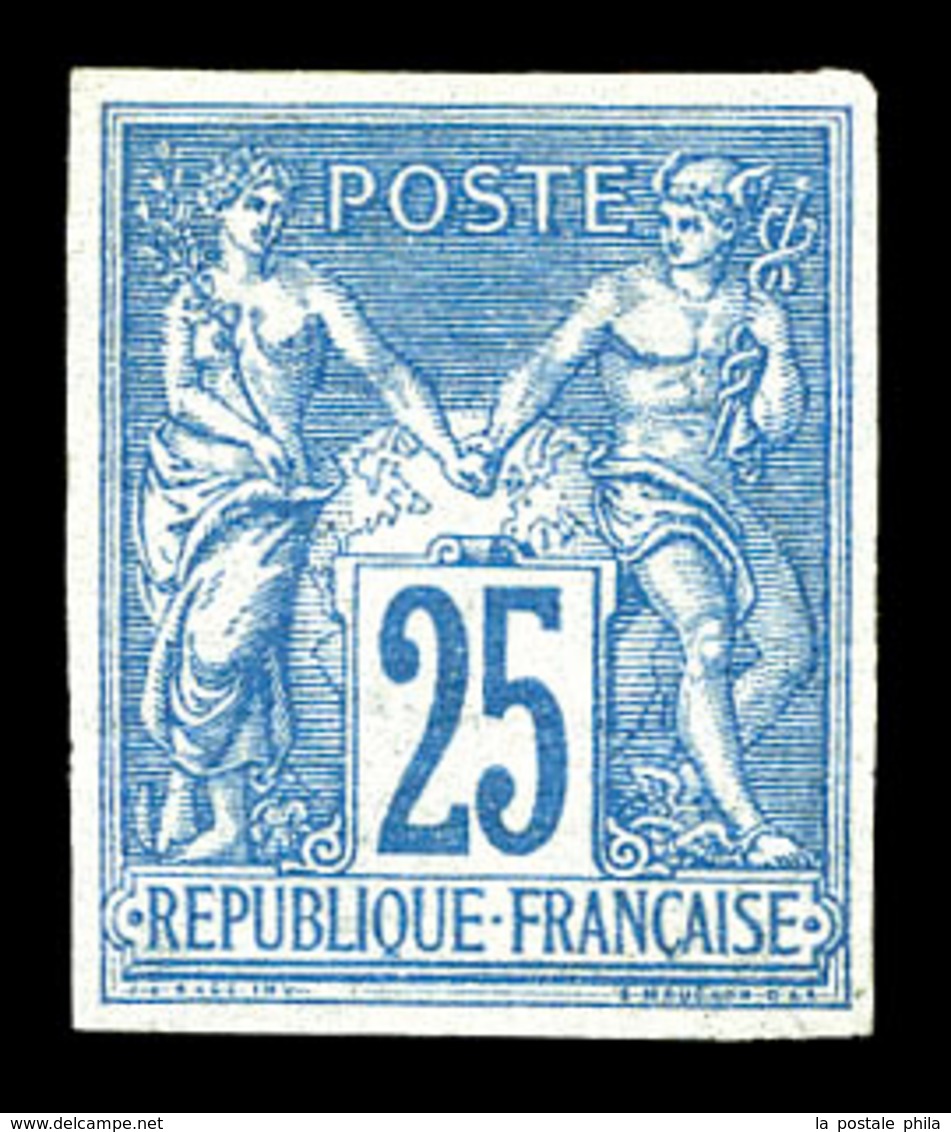 * N°35, 25c Bleu, Quatre Belles Marges, Fraîcheur Postale. SUP. R. (signé Brun/certificats)  Qualité: *  Cote: 5000 Euro - Aigle Impérial