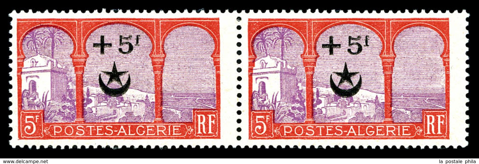 * N°70a, ALCERIE Tenant à Normal En Paire. TB  Qualité: *  Cote: 255 Euros - Unused Stamps