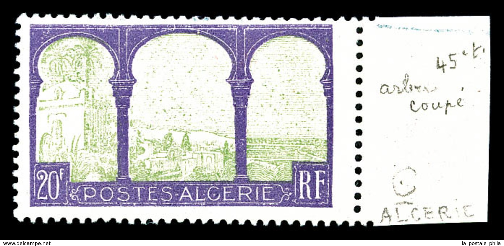 ** N°85b, Double Variété ALCERIE Et Arbre Coupé Bdf, Non Catalogué. TB (signé Brun/certificat)  Qualité: ** - Unused Stamps