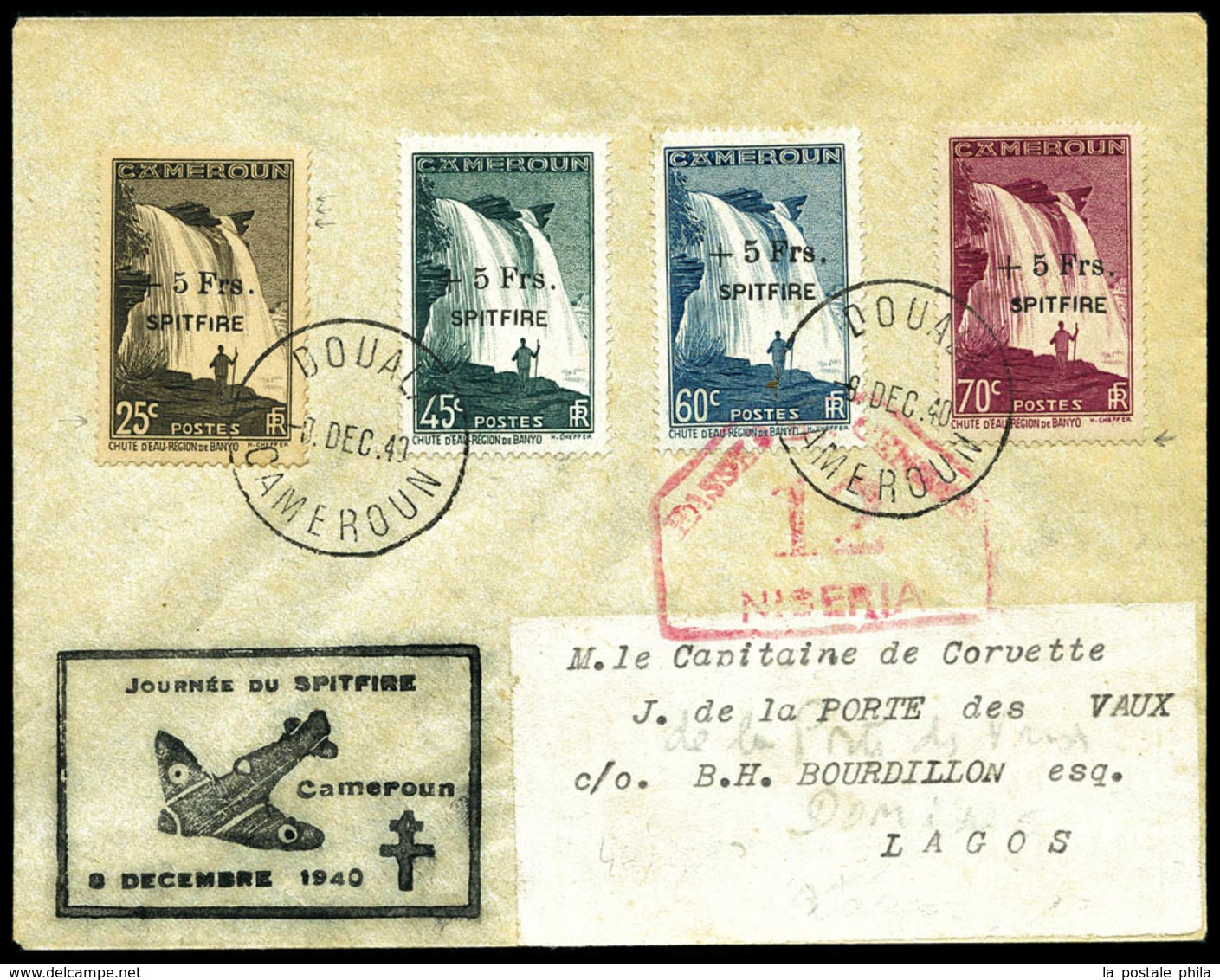 O N°236/39, Série Surchargée '+5 Frs SPITFIRE' Sur Lettre Du 9 Dec 1941 Avec Griffe 'Journée Du Spitfire'. TB  Qualité:  - Unused Stamps