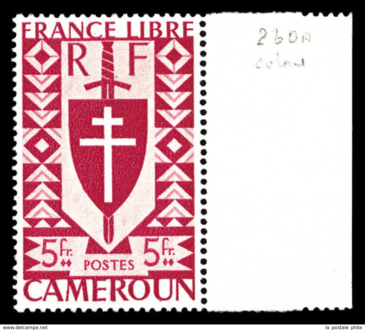 * N°260a, Erreur De Couleur: 5f Carmin, Bdf. TTB  Qualité: *  Cote: 300 Euros - Unused Stamps