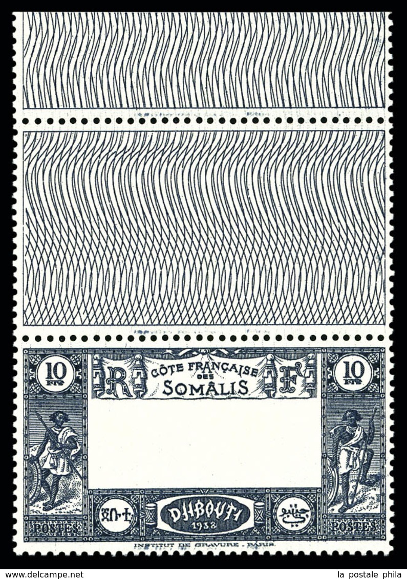 ** N°168a, 10F Bleu Fonçé, Centre Omis, Bord De Feuille. TTB (certificat)  Qualité: **  Cote: 650 Euros - Used Stamps