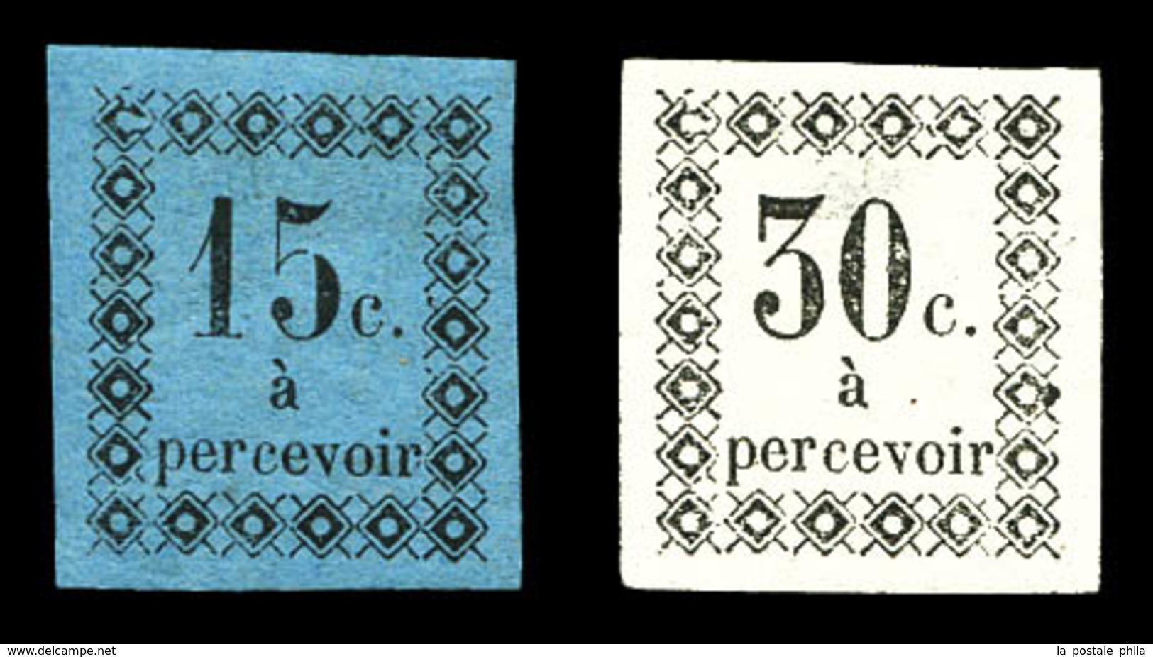 * Taxe, N°4/5, 15c Noir Sur Bleu Et 30c Noir (pelurage)  Qualité: *  Cote: 260 Euros - Neufs