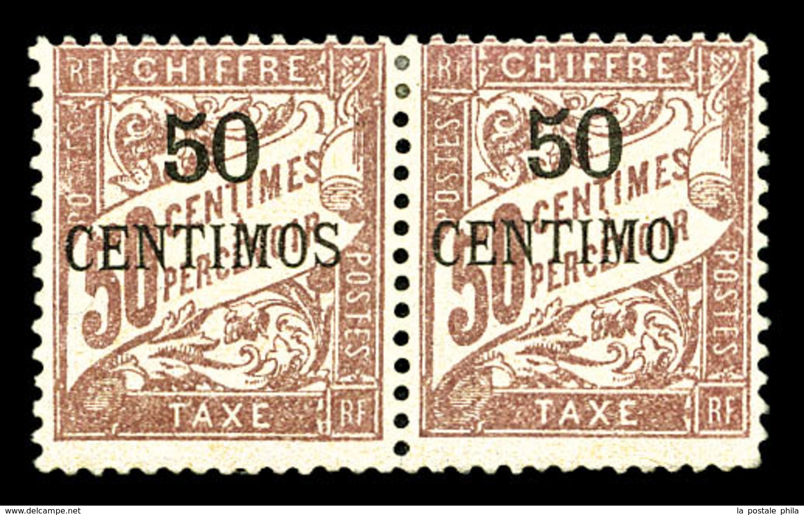 * Taxe, N°4b, CENTIMO Sans S Tenant à Normal. TB (certificat)  Qualité: *  Cote: 580 Euros - Used Stamps