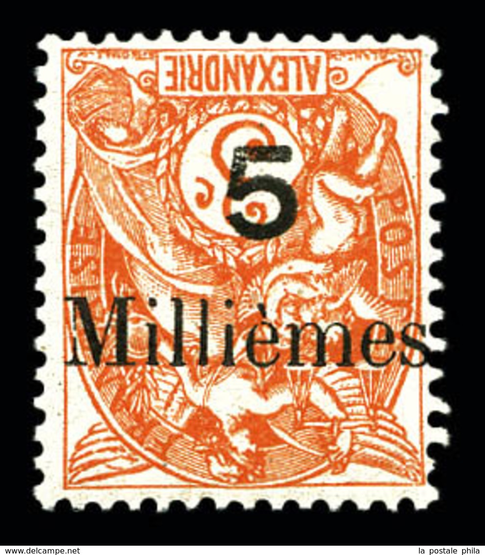 ** N°38d, 5m Sur 3c Sur Timbre D'Alexandrie, Surcharge Renversée, Fraîcheur Postale. SUP (certificat)  Qualité: **  Cote - Unused Stamps