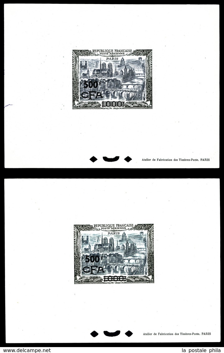 (*) Poste Aérienne, N°51, 500F Sur 1000F Paris: 2 épreuves De Luxe: Sur Papier Bleu Et Papier Blanc. TTB (certificat)  Q - Neufs