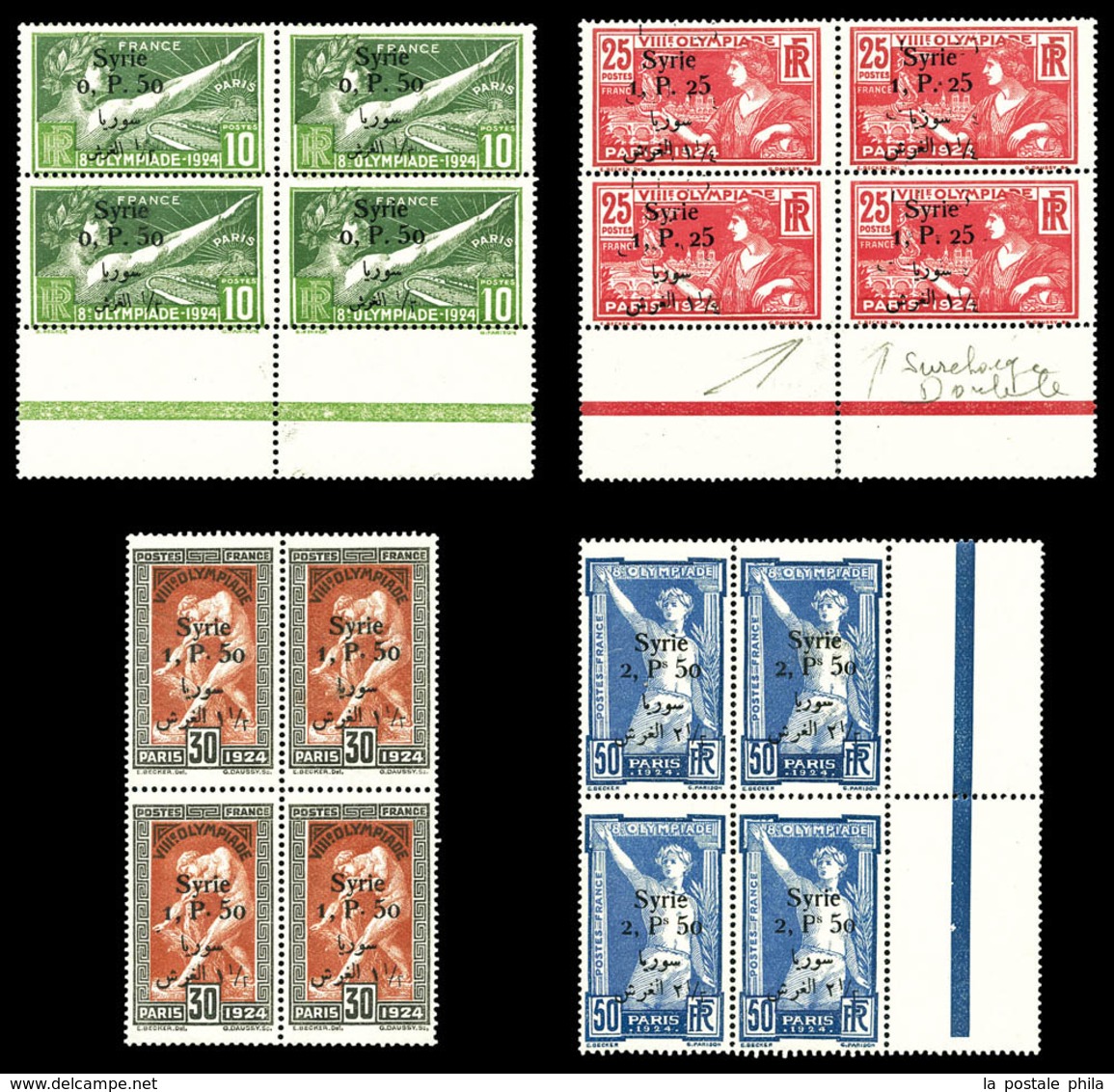 ** N°149/52, Série JO De 1924 Surchargée En Blocs De 4, SUP (certificat)  Qualité: **  Cote: 872 Euros - Unused Stamps