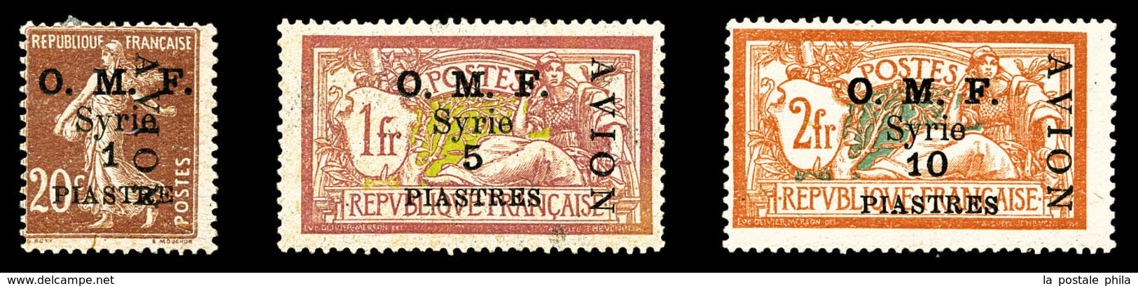 * Poste Aérienne, N°7/9, Série De 1921, Les 3 Valeurs TTB (signé Brun/certificat)  Qualité: *  Cote: 630 Euros - Nuovi