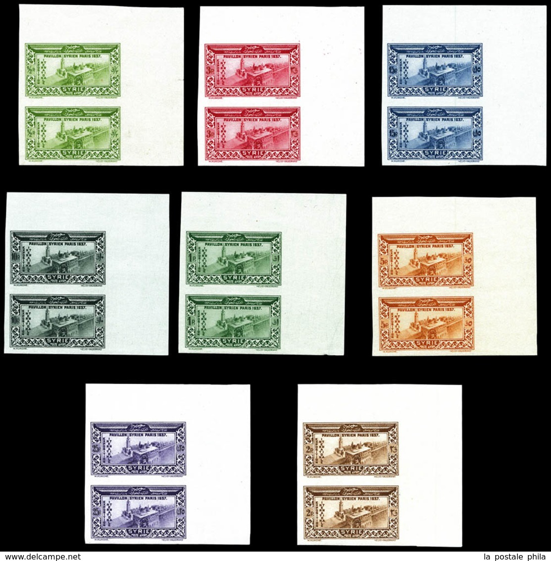 (*) Poste Aérienne, N°70/77, Série Expo De Paris 1937 En Paires Cdf Non Dentelées. TB  Qualité: (*)  Cote: 500 Euros - Unused Stamps