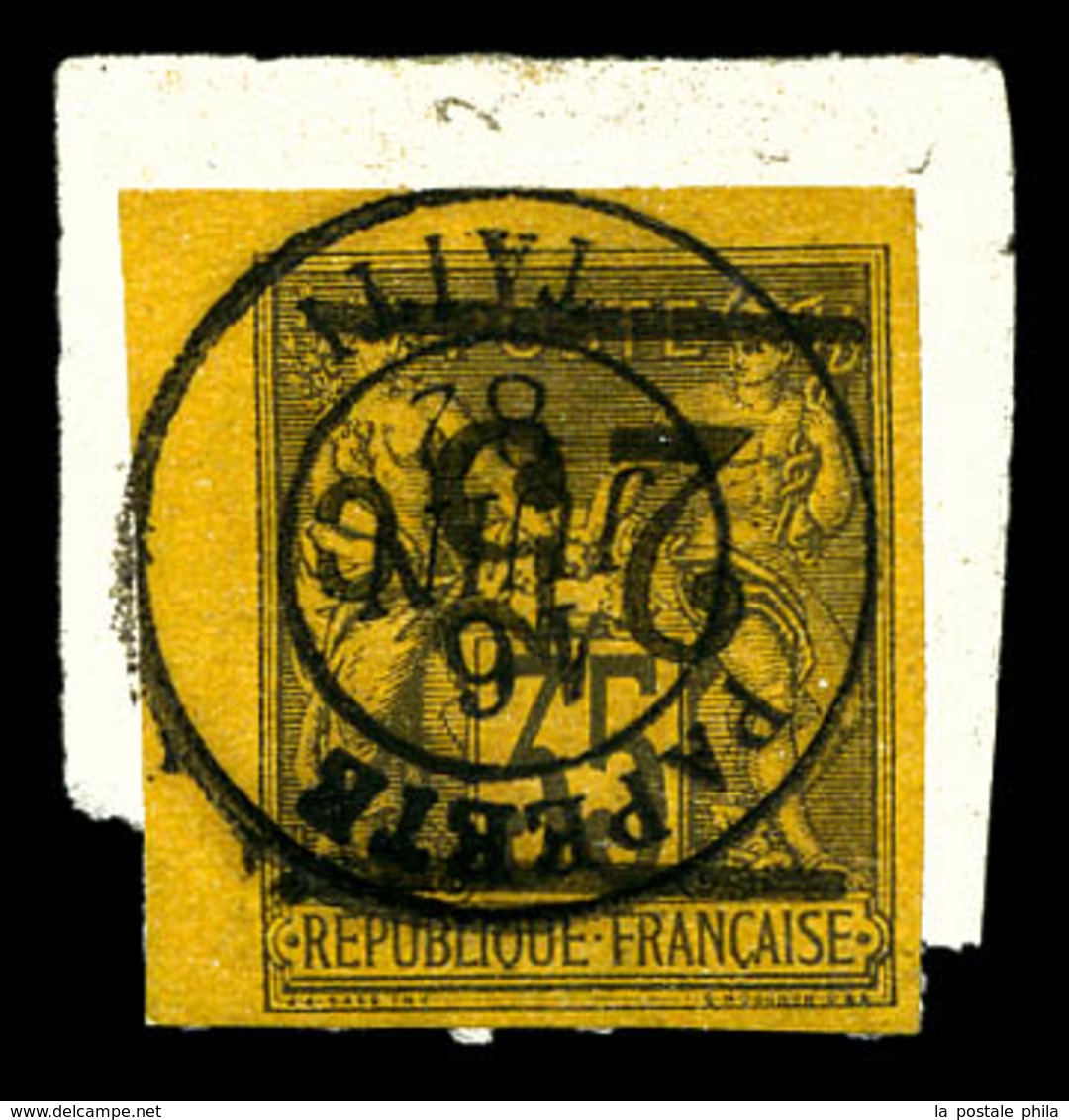 O N°1a, 25c Sur 35c, Surcharge Renversée, Coin De Feuille, Sur Son Support. TTB (signé Gilbert/certificat)  Qualité: O   - Used Stamps