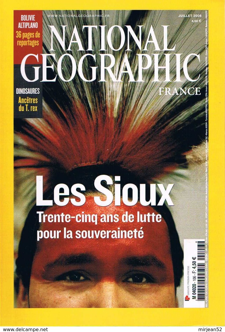 National Geographic    N°106  - Altiplano Bolivie Dinosaures Sioux Recf Kingmanfeux De Foret - Geografia