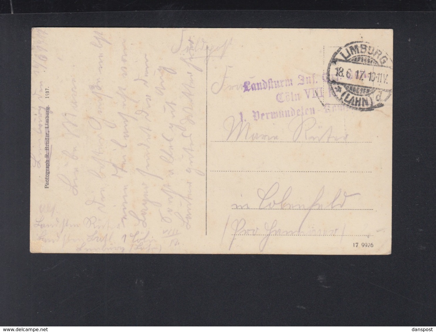 Dt. Reich AK Kriegsgefangenenlager Limburg Feldpost 1917 - Limburg