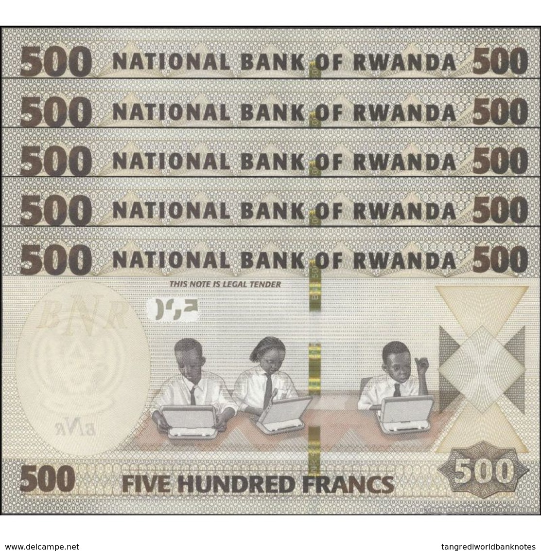 TWN - RWANDA NEW - 500 Francs 1.2.2019﻿ DEALERS LOT X 5 - Prefix BC﻿ UNC - Rwanda