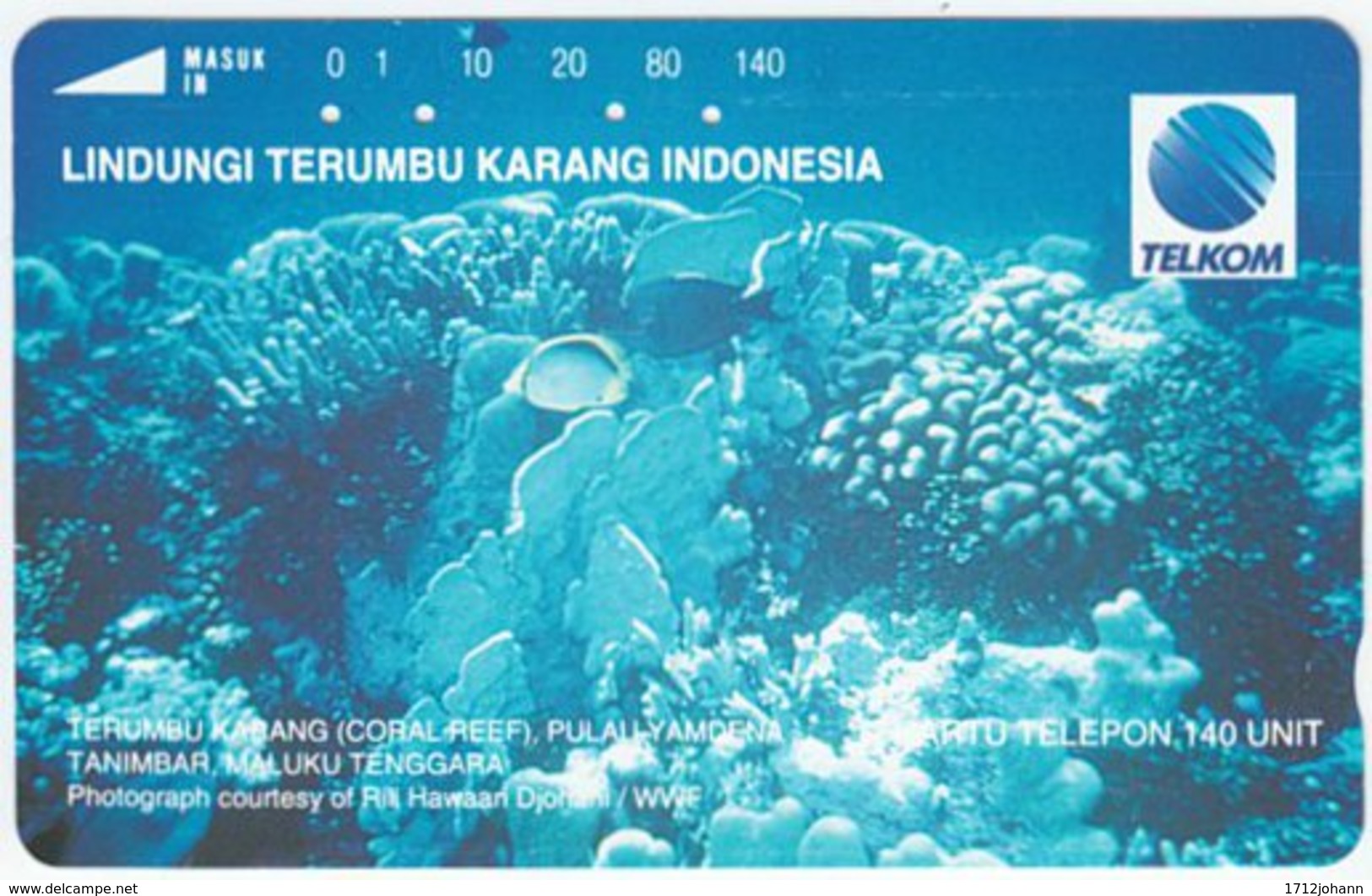 INDONESIA A-170 Optical Telkom - Animal, Sea Life, Coral - Used - Indonesien